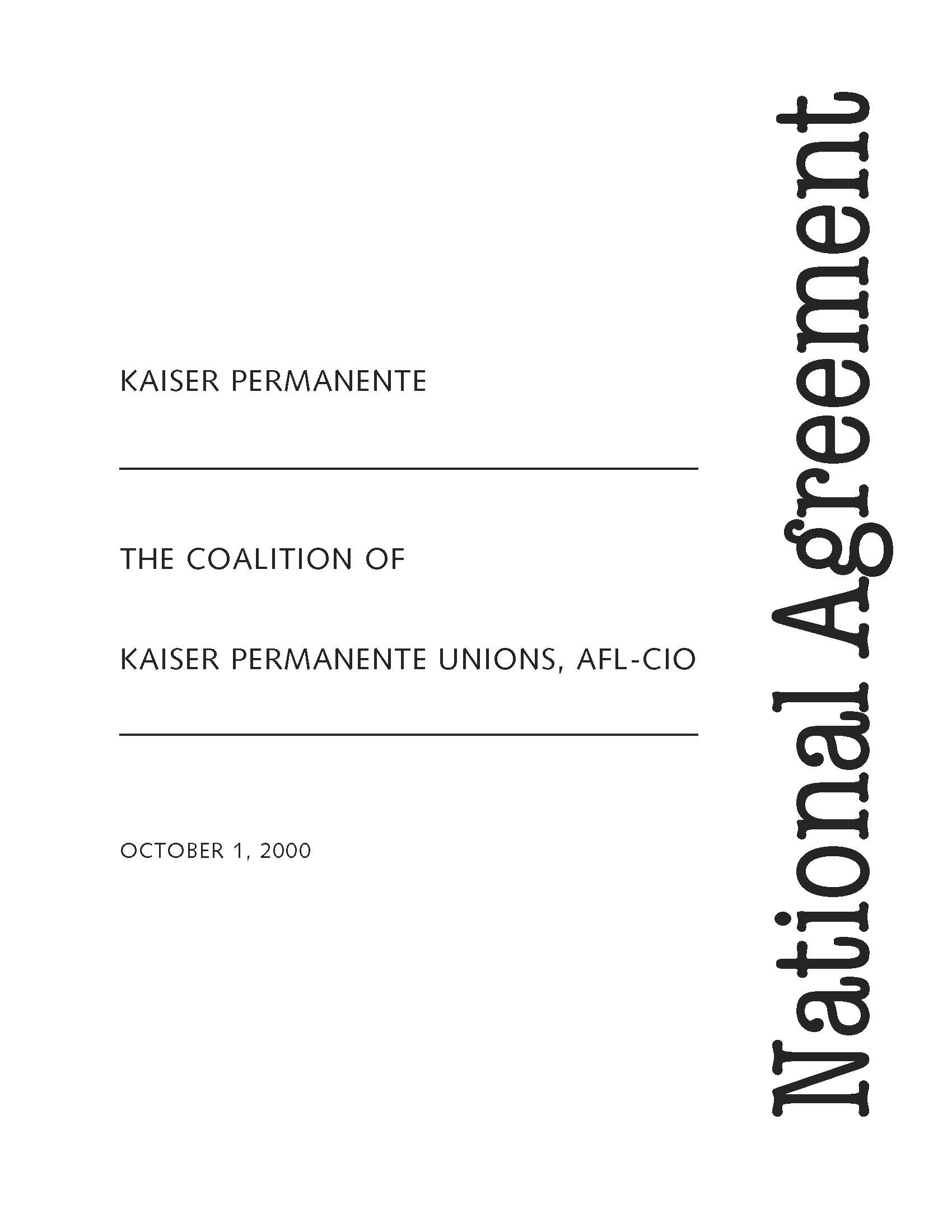 Cover of the 2000 National Agreement 